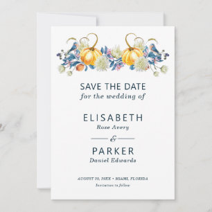 Fall Pumpkin Floral Wedding Save The Date