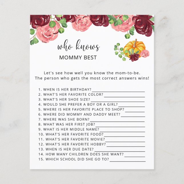 Fall pumpkin floral Who knows mommy best (Front)