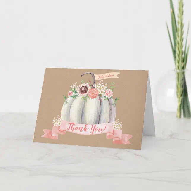 Fall Pumpkin Folded Thank You Card | Zazzle