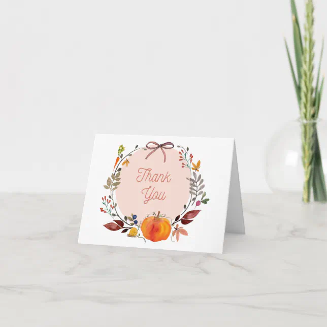 Fall Pumpkin Folded Thank You Card | Zazzle
