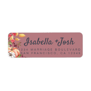 Fall Pumpkin Foliage Purple Wedding Return Address Label