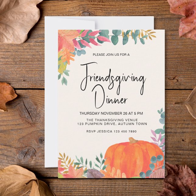 Fall Pumpkin Friendsgiving Dinner Invitation (Creator Uploaded)