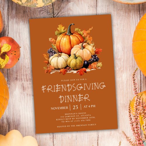 Fall Pumpkin Friendsgiving Dinner Invitation