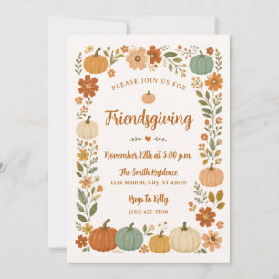 Fall Pumpkin Friendsgiving Dinner Party Invitation