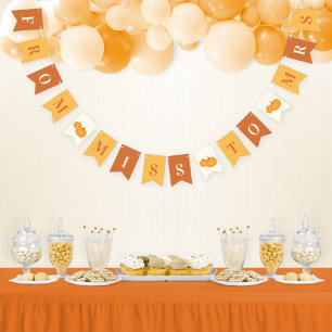Fall Pumpkin From Miss to Mrs Wedding Bunting Flags