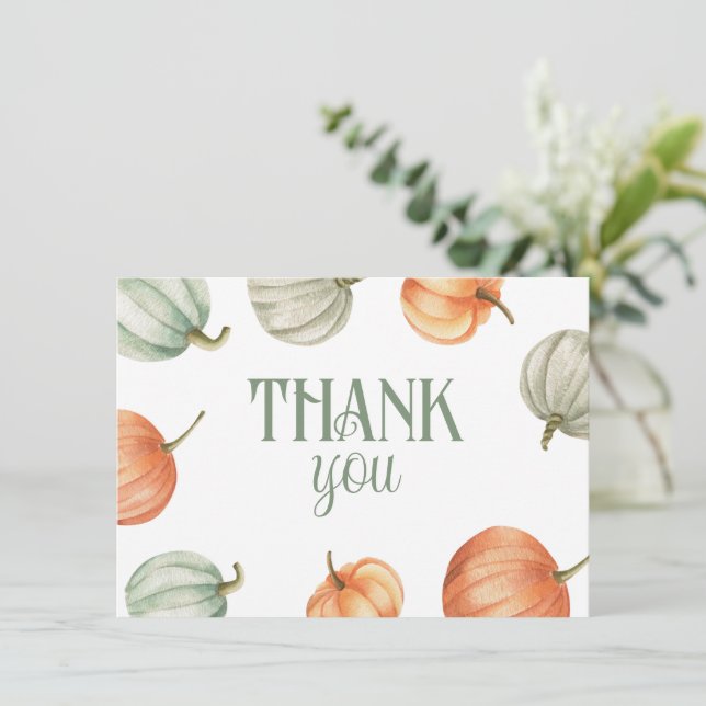 Fall Pumpkin Garden Thank You Card (Standing Front)