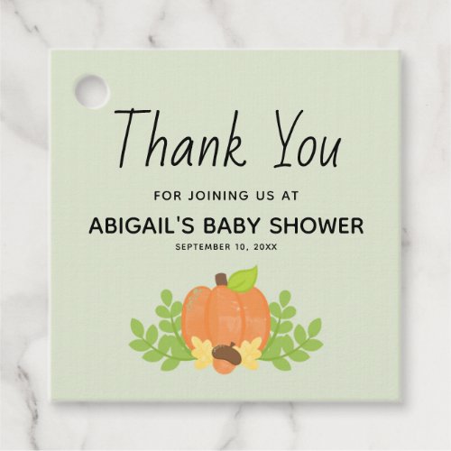 Fall Pumpkin Gender Neutral Baby Shower Thank You Favor Tags