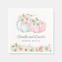 Fall Pumpkin Gender Reveal Baby Shower Napkins