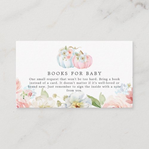 Fall Pumpkin Gender Reveal Books for Baby Enclosure Card