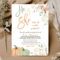 Fall pumpkin gender reveal card invitation