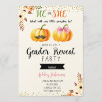 Fall pumpkin gender reveal card invitation