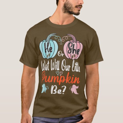 Fall pumpkin Gender Reveal he or she  Baby Shower  T_Shirt