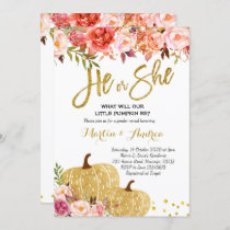 Fall pumpkin Gender Reveal Invitation