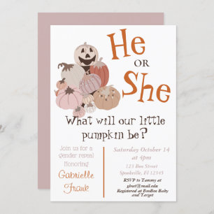Fall Pumpkin Gender Reveal Invitation