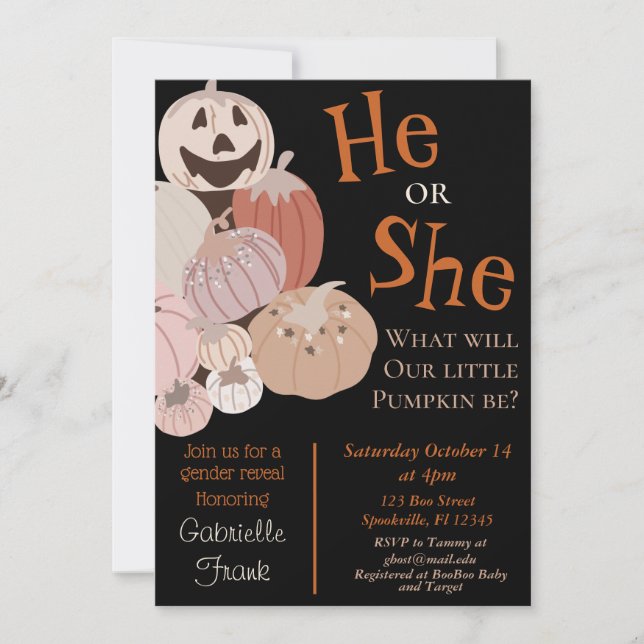 Fall Pumpkin Gender Reveal Invitation (Front)