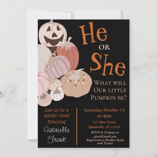 Fall Pumpkin Gender Reveal Invitation