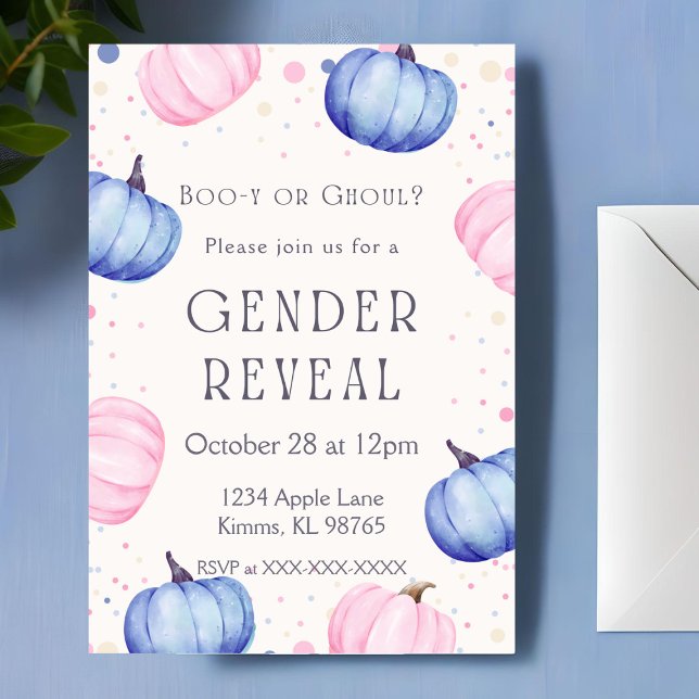 Fall Pumpkin Gender Reveal Invitation Pink Blue (Creator Uploaded)