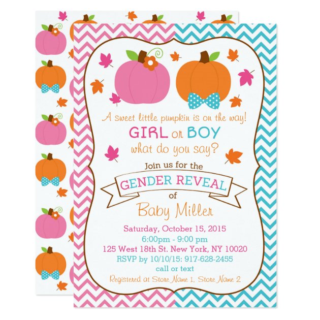 Fall Pumpkin Gender Reveal Invitations