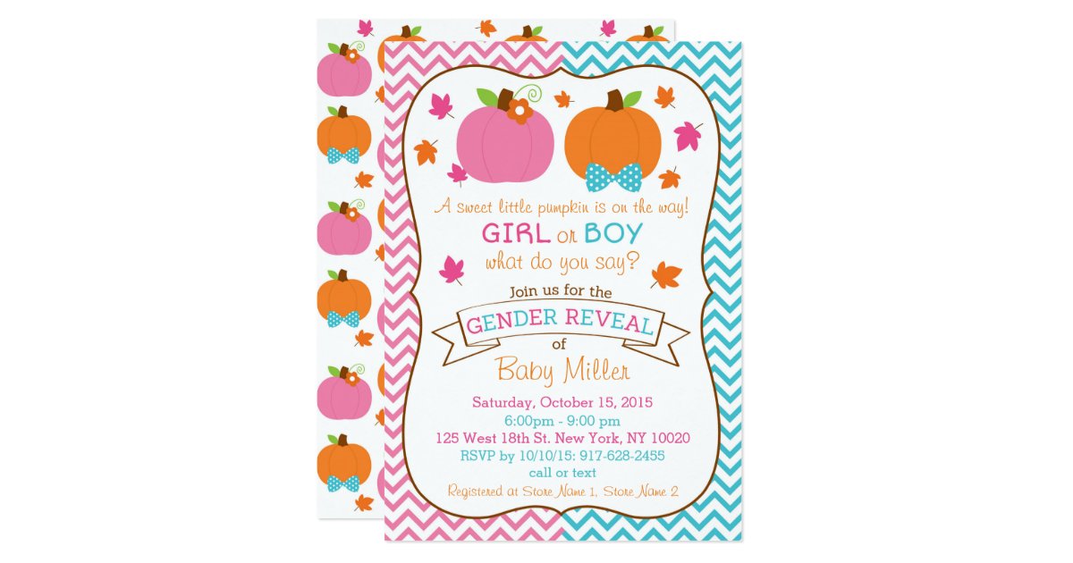Pumpkin Gender Reveal Invitations 6