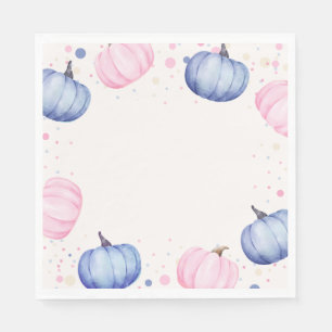Fall Pumpkin Gender Reveal Napkins Pink Blue
