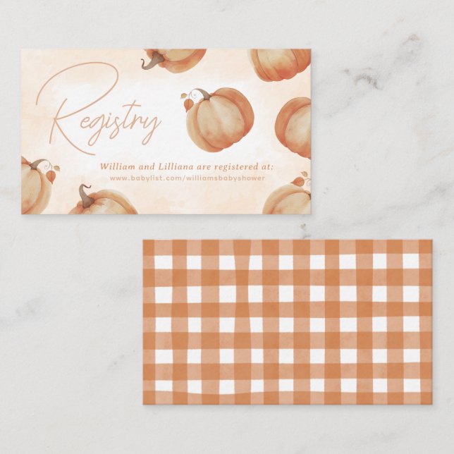 Fall Pumpkin Gift Registry Enclosure Card (Front/Back)