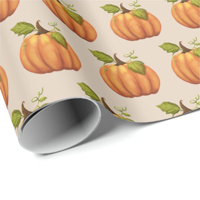 Fall Pumpkin Gift Wrap Halloween Thanksgiving (Roll Corner)