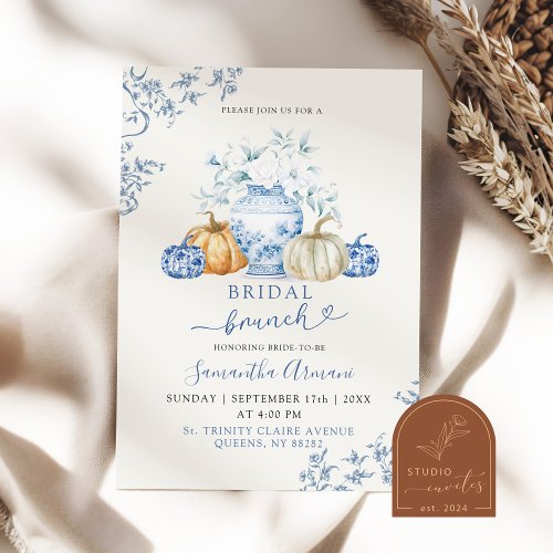 Fall Pumpkin GInger Jar Chinoiserie Bridal Shower Invitation