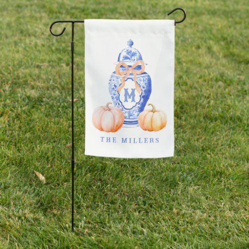 Fall Pumpkin  Ginger Jar Monogram Garden Flag