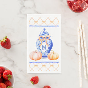 Fall Pumpkin   Ginger Jar Monogram Paper Guest Towels