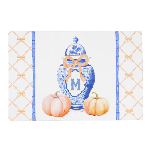 Fall Pumpkin | Ginger Jar Monogram Placemat (Front)