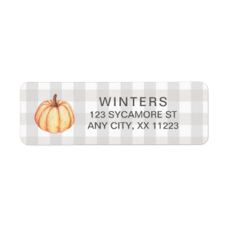Fall Pumpkin Gingham, country autumn Label