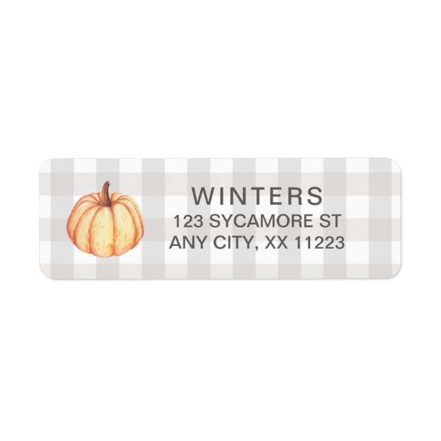 Fall Pumpkin Gingham, country autumn Label (Front)