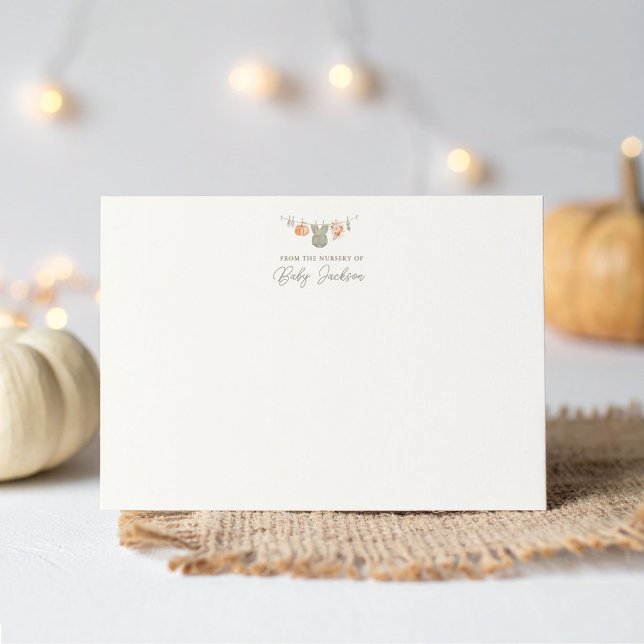 Fall Pumpkin Girl Baby Clothes Baby Shower Thank You Card (Creator Uploaded)