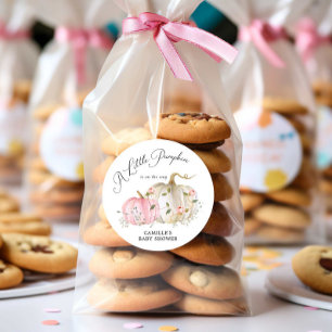 Fall Pumpkin Girl Baby Shower Classic Round Sticker