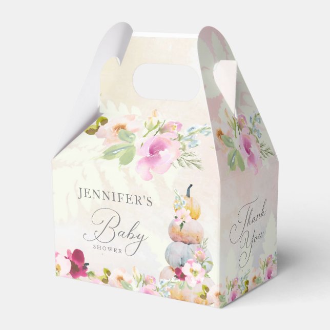 Fall Pumpkin Girl Baby Shower Favor Box (Front Side)