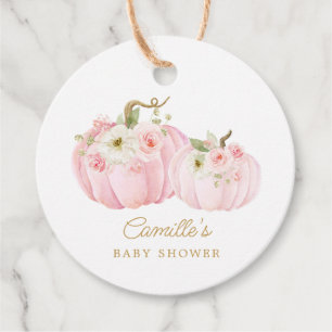 Fall Pumpkin Girl Baby Shower Favor Tags