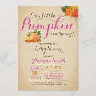 Fall Pumpkin Girl Baby Shower Invitation