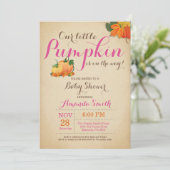 Fall Pumpkin Girl Baby Shower Invitation (Standing Front)