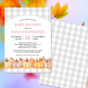 Fall pumpkin girl baby shower invitation