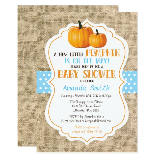 Fall Pumpkin Girl Baby Shower Invitation Card