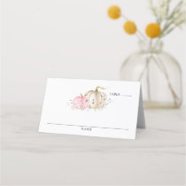 Fall Pumpkin Girl Baby Shower Table Place Card
