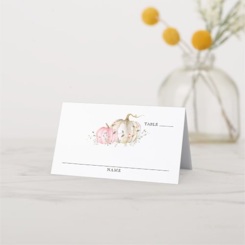 Fall Pumpkin Girl Baby Shower Table Place Card