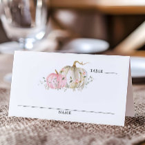 Fall Pumpkin Girl Baby Shower Table Place Card