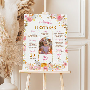 Fall Pumpkin Girl First Year Milestone Poster