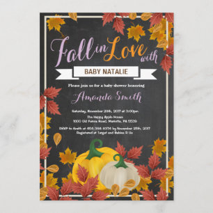 Fall Pumpkin Girl Purple Baby Shower invitation