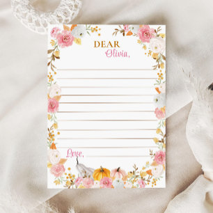 Fall Pumpkin Girl Time Capsule Note Message Card