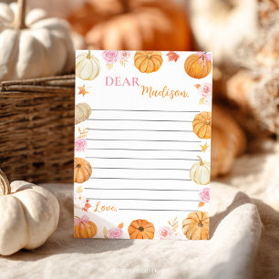 Fall Pumpkin Girl Time Capsule Note Message Card