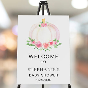 Fall Pumpkin Girl's Baby Shower Welcome Sign