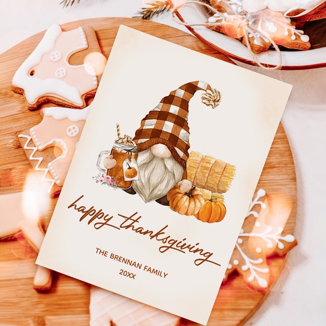 Fall Pumpkin Gnomes Thanksgiving Holiday Card (Creator Uploaded)