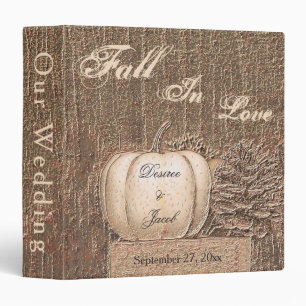 Fall Pumpkin Gold White Country Rustic Wedding 3 Ring Binder